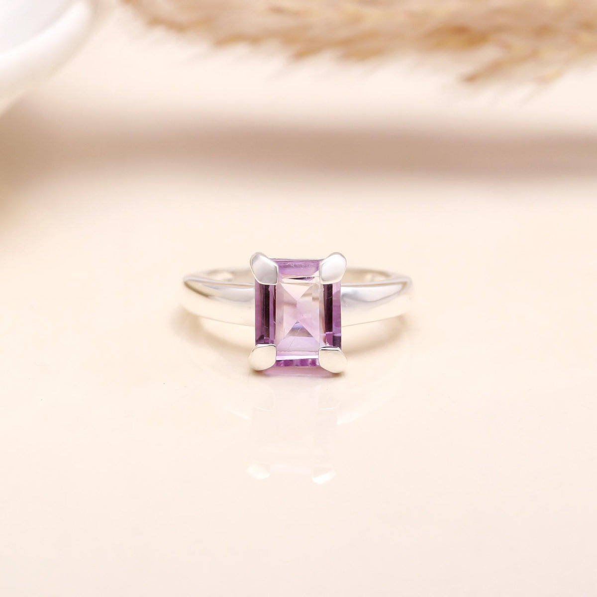 The Lavender Classic: Elegant Prong Set Ring