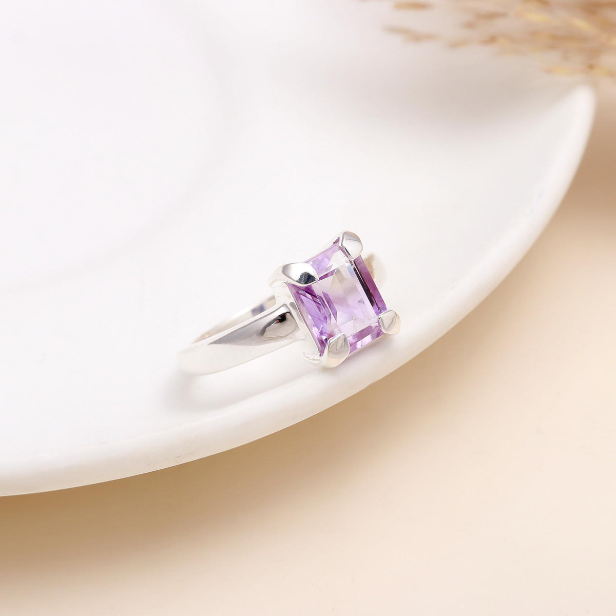 The Lavender Classic: Elegant Prong Set Ring