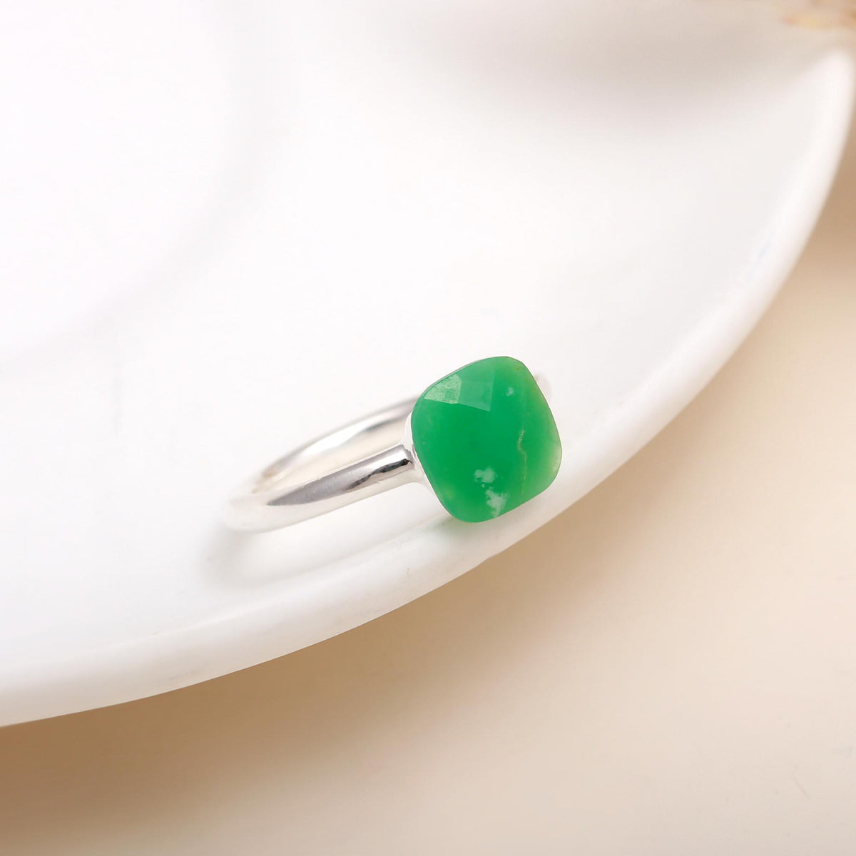 The Green Emerald: Minimalist Solitaire Ring