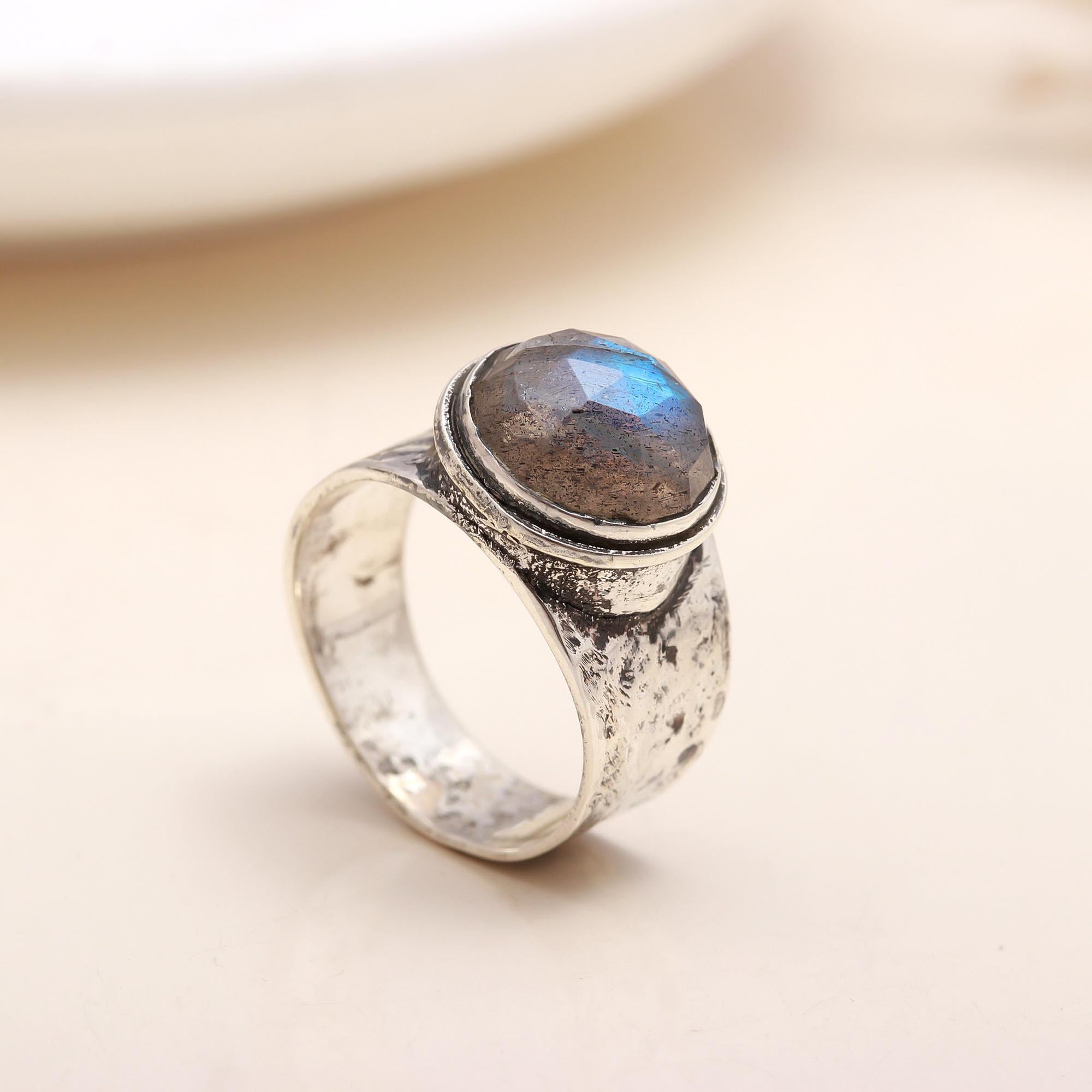 The Ancient Shield: Wide Hammered Silver Ring