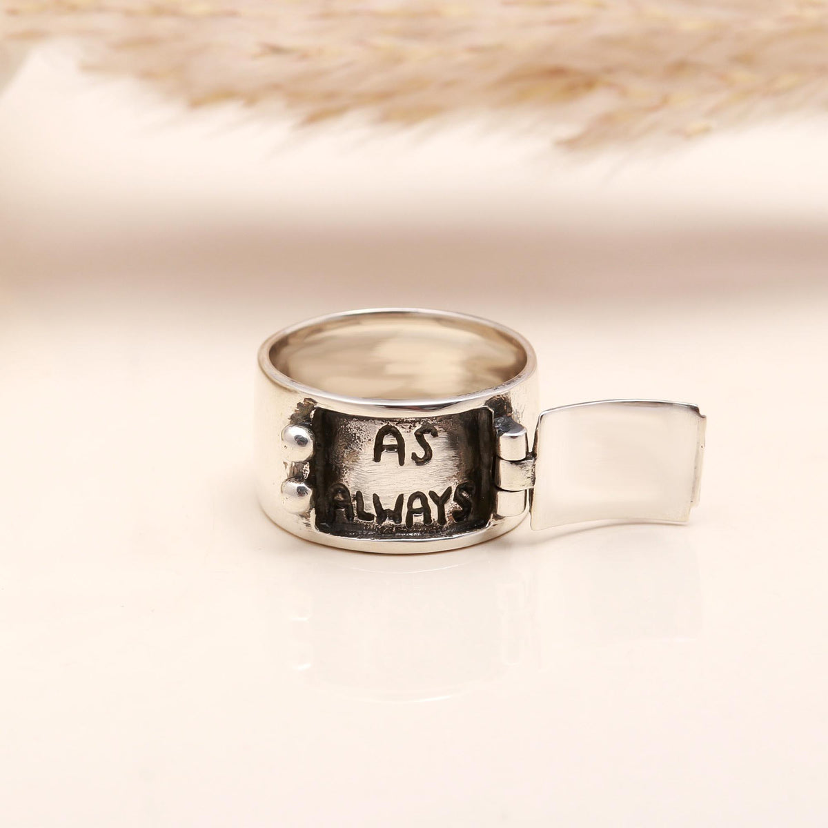 The Secret Keeper: Hammered Silver Locket Ring
