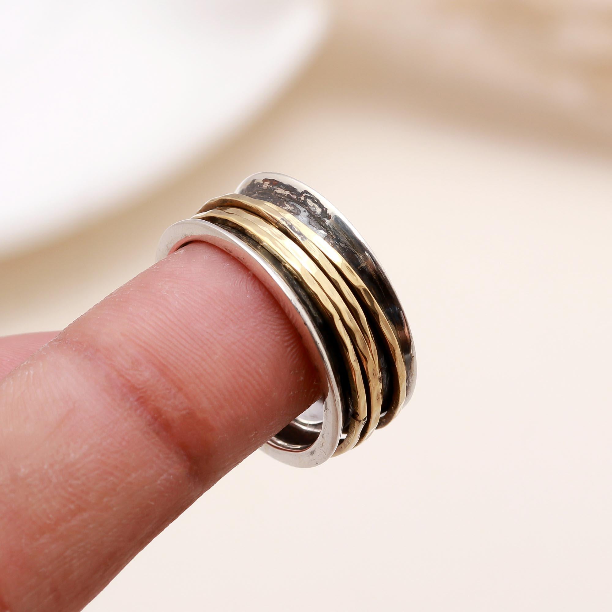 The Mixed Metal Spinner: Concave Multi-Band Meditation Ring