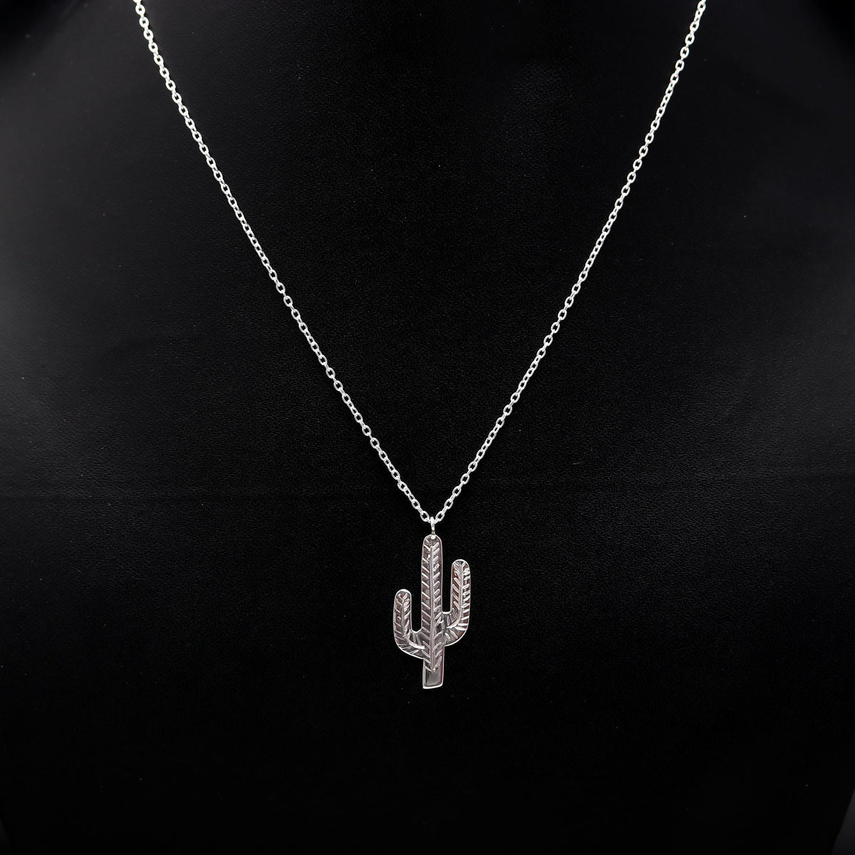 925 Silver Cactus Pendant Necklace
