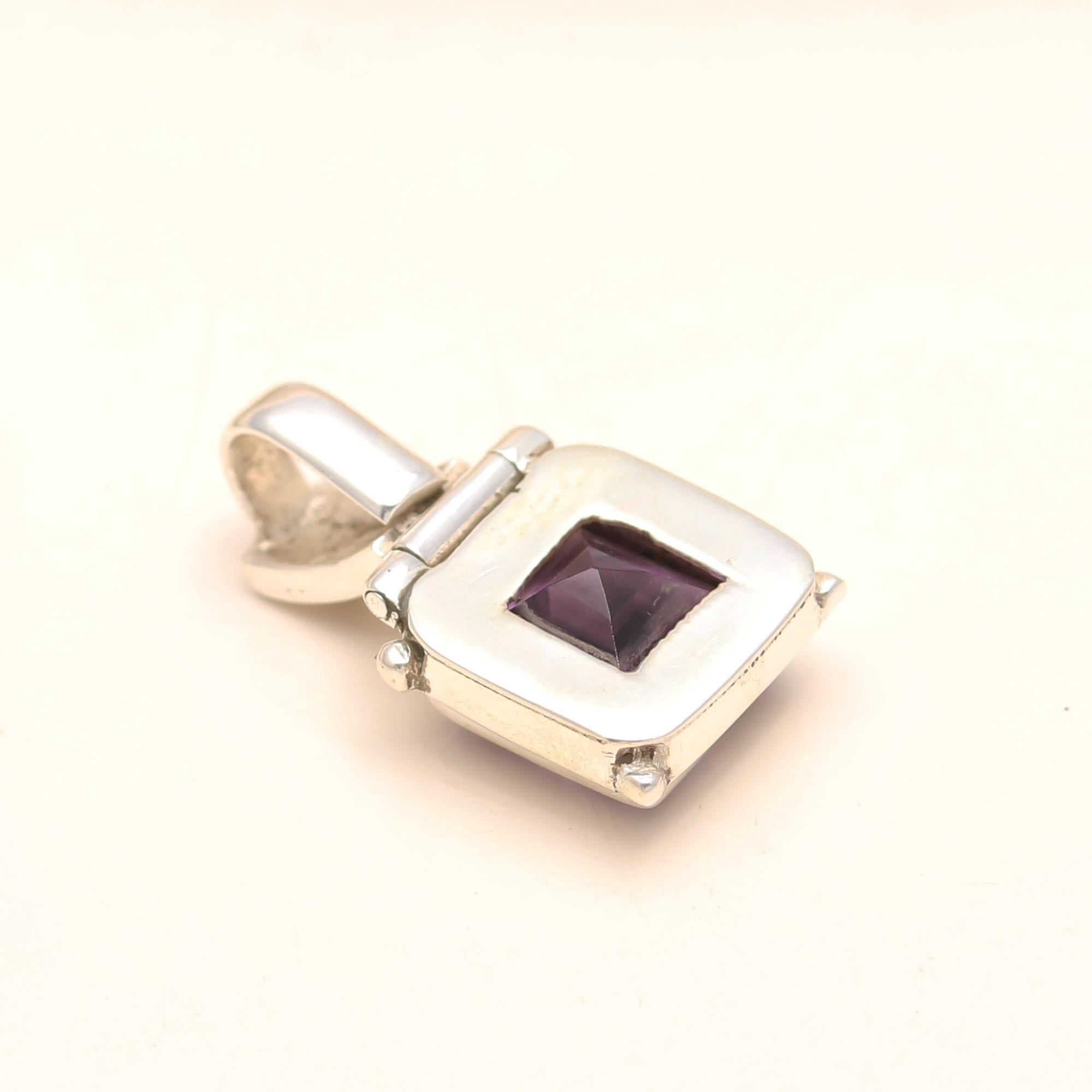 The Royal Box: Square Cut Amethyst Geometric Pendant
