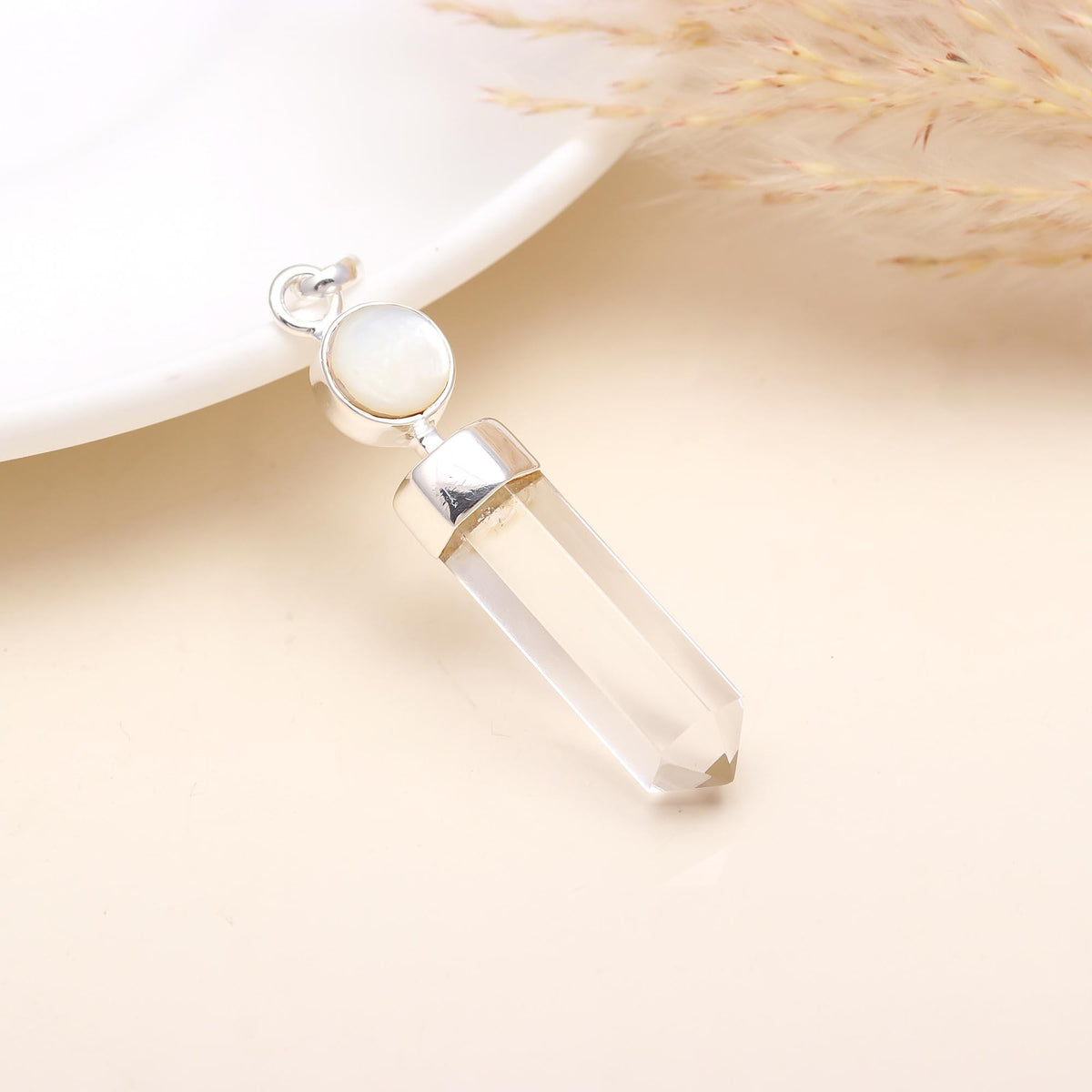 The Clarity Wand: Clear Quartz & Moonstone Healing Pendant
