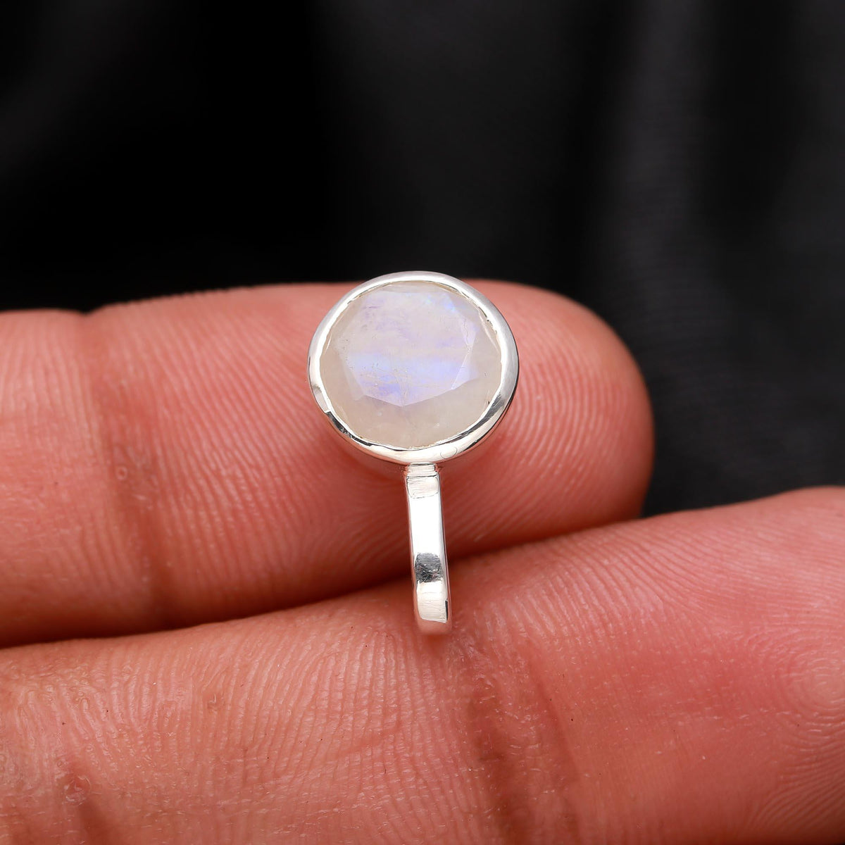 The Moon Drop: Rainbow Moonstone Minimalist Silver Pendant