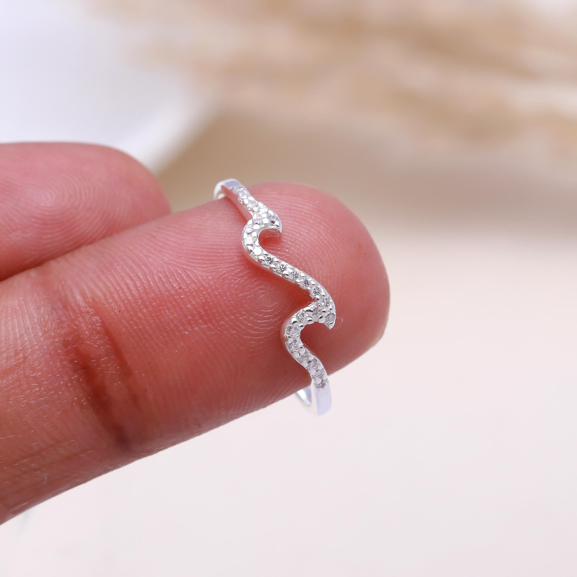 The Stardust Wave : Pave Cubic Zirconia Wave Ring