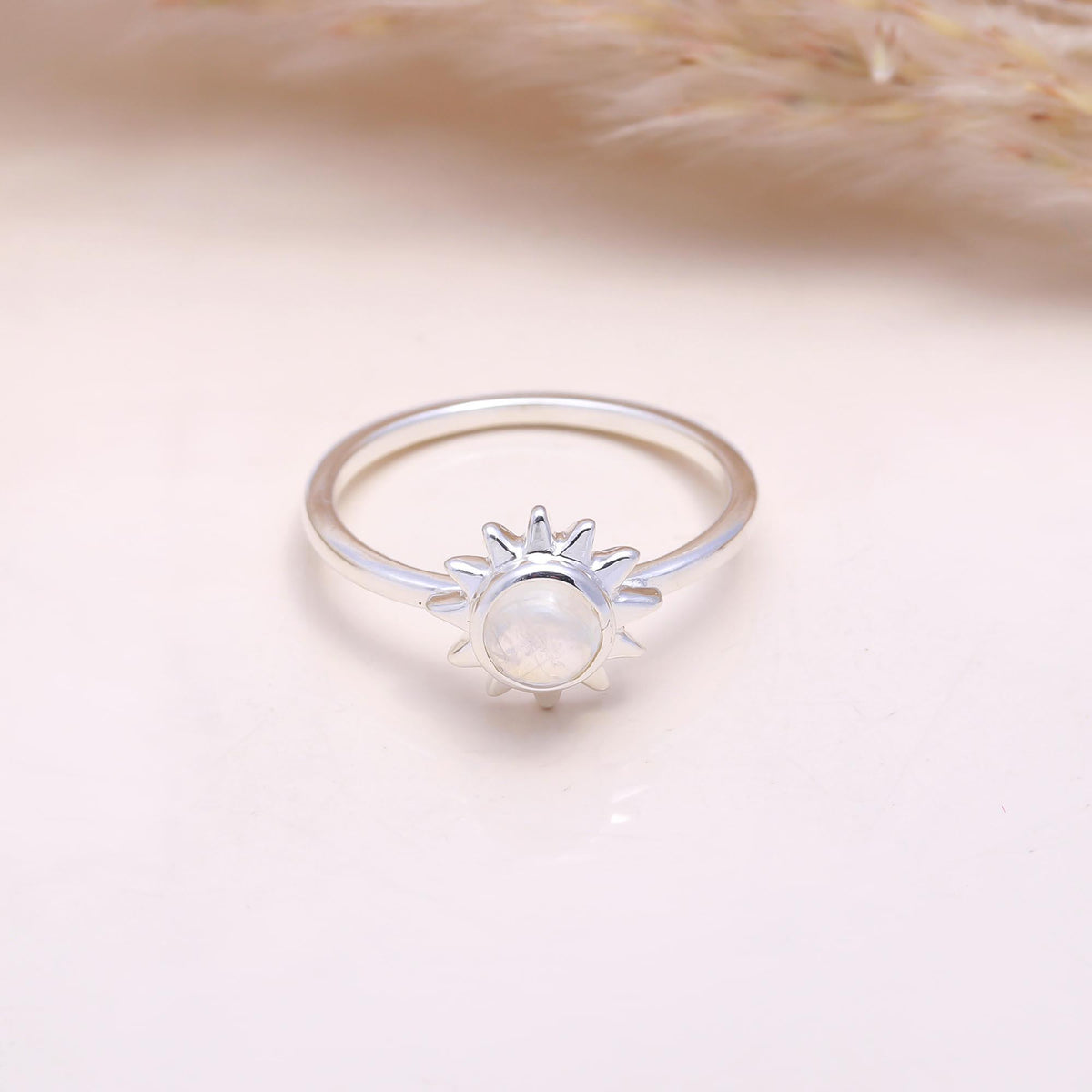 The Solar Eclipse: Moonstone Sunburst Ring