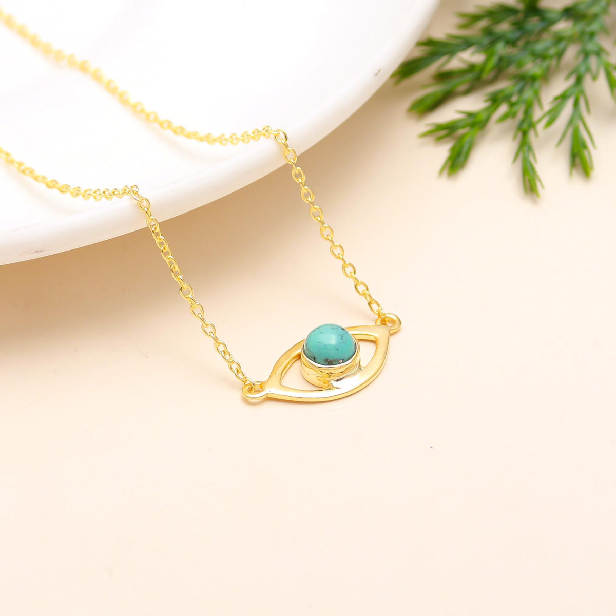 The Turquoise Gaze: Minimalist Evil Eye Necklace
