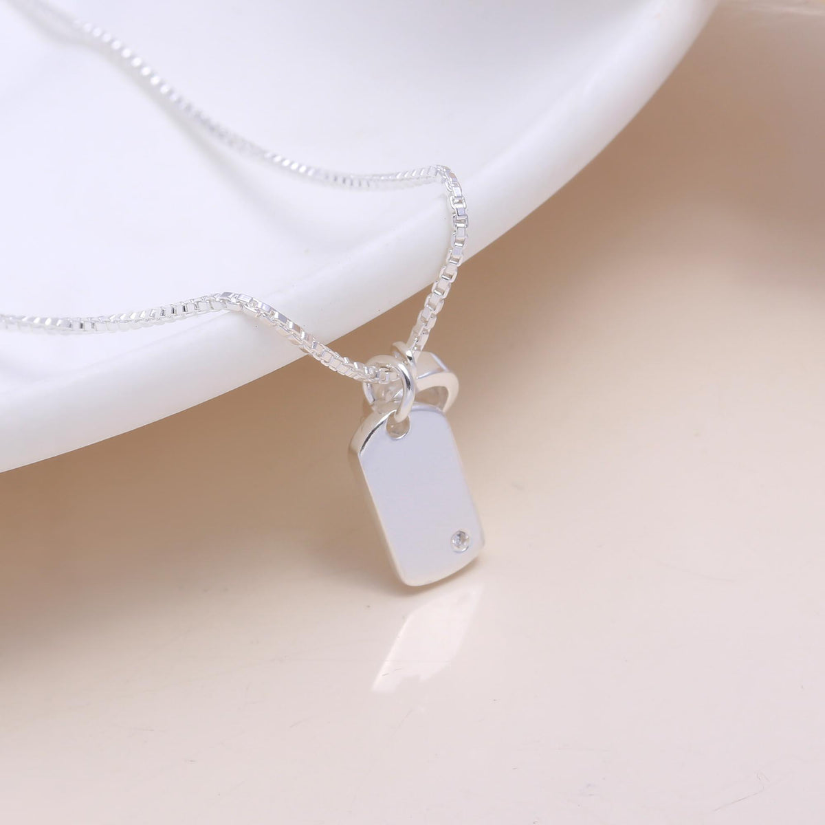 The Minimalist Tag: Engravable Silver Charm Necklace