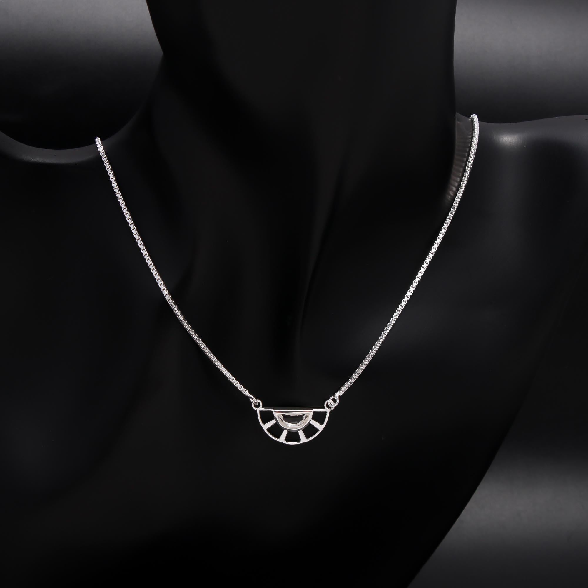 The Crystal Horizon: Geometric Fan Necklace