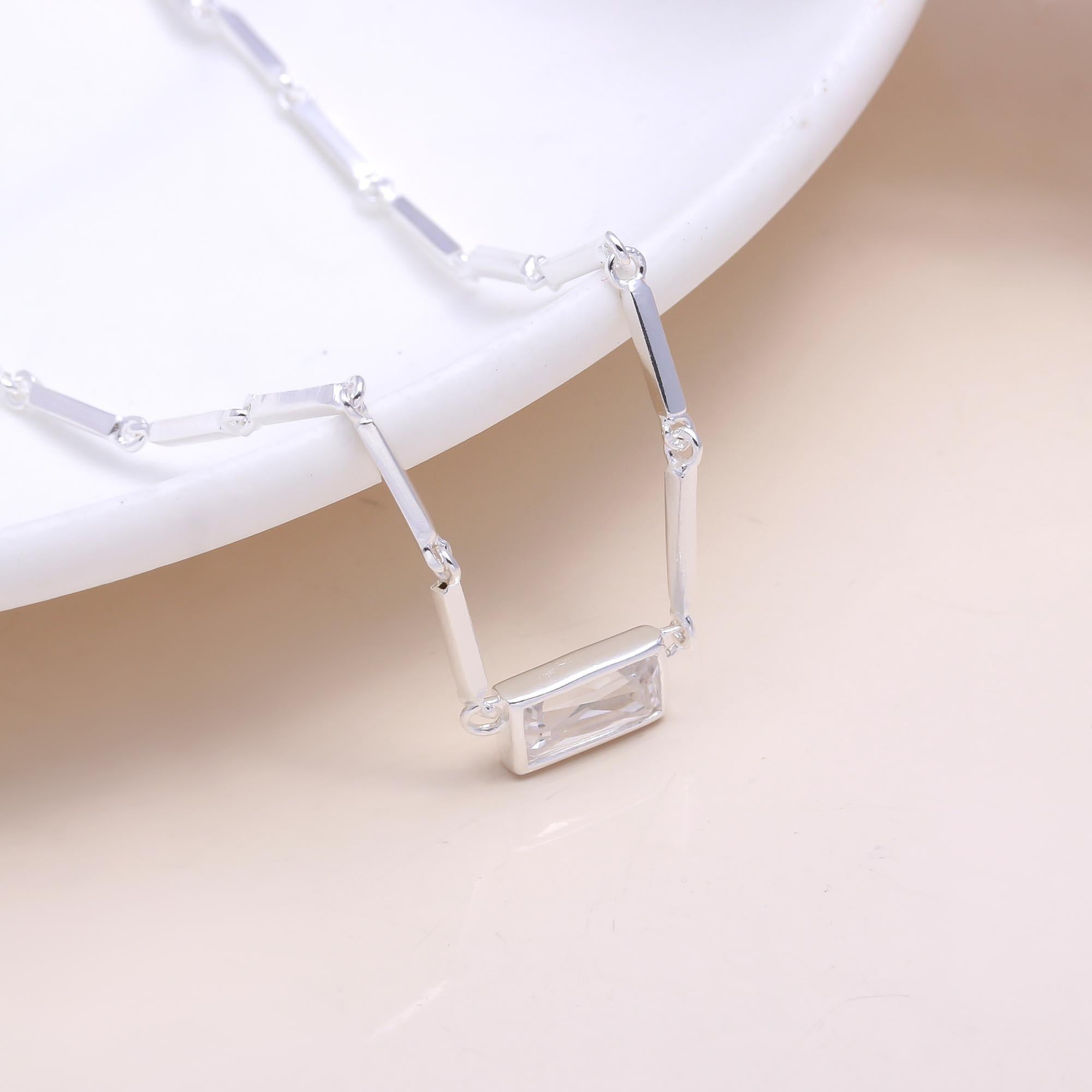 The Modern Baguette: Horizontal Stone Bar Chain Necklace