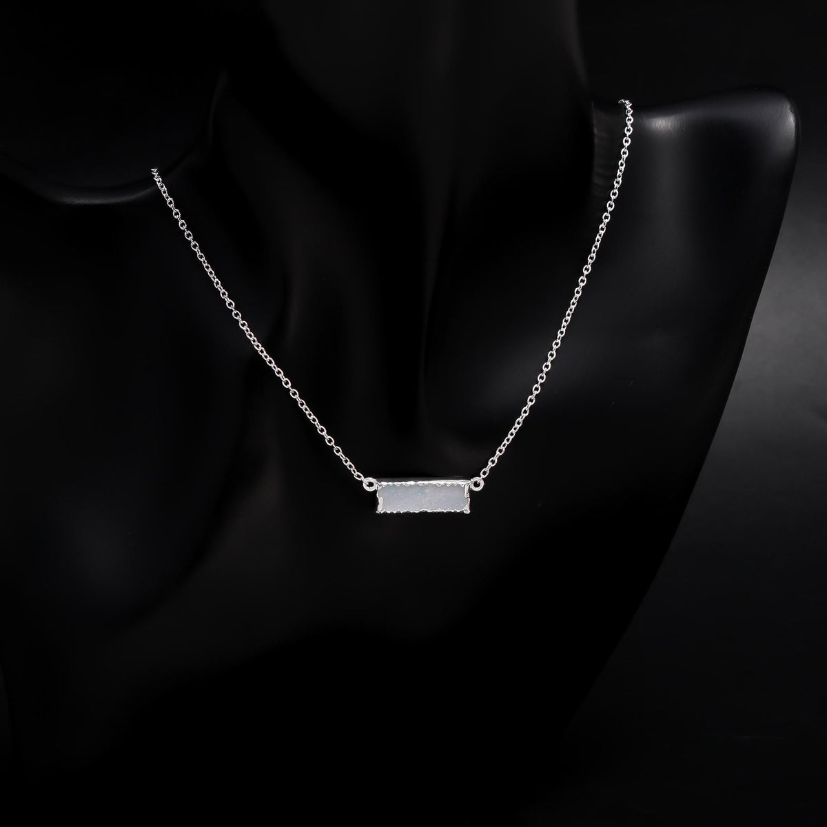 The White Sparkle: Druzy Bar Necklace