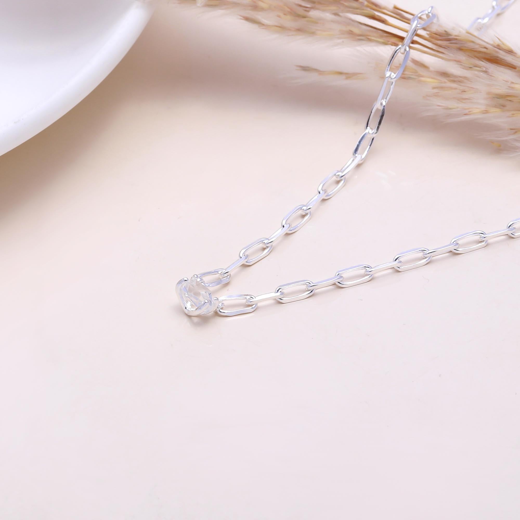 The Floating Gem: Paperclip Chain with Crystal Charm