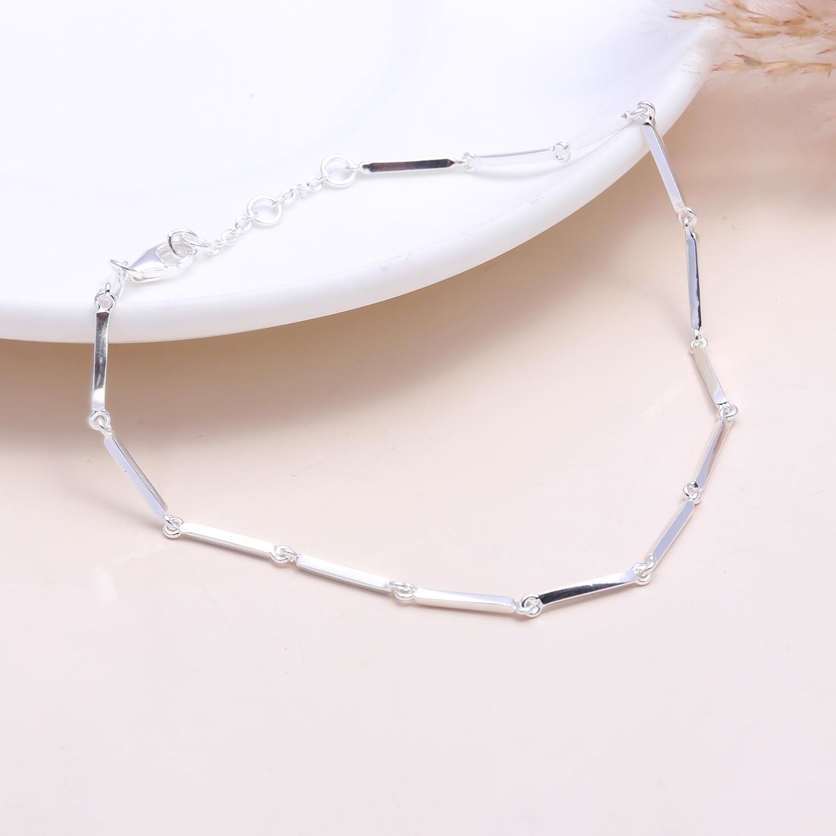 The Sleek Bar: Minimalist Silver Station Bracelet