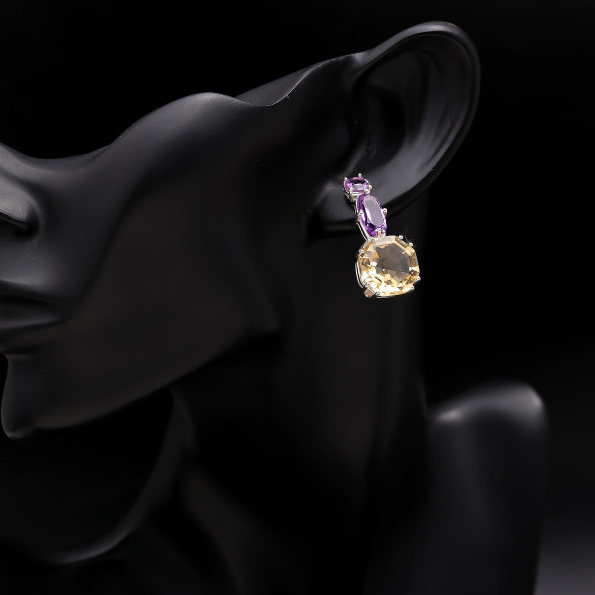 The Regal Harmony: Amethyst & Citrine Statement Earrings