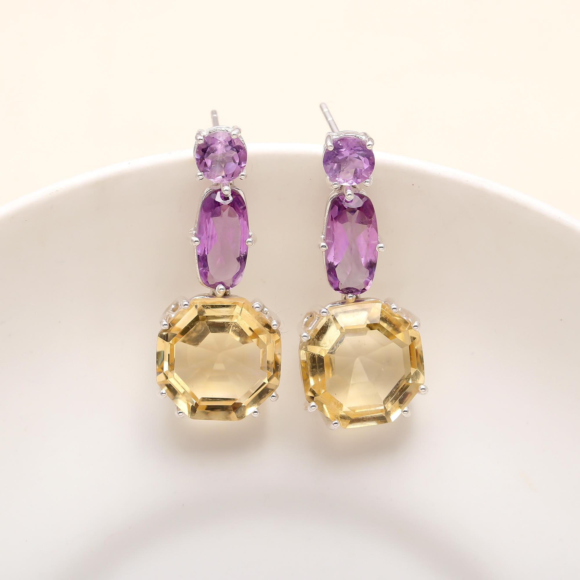 The Regal Harmony: Amethyst & Citrine Statement Earrings