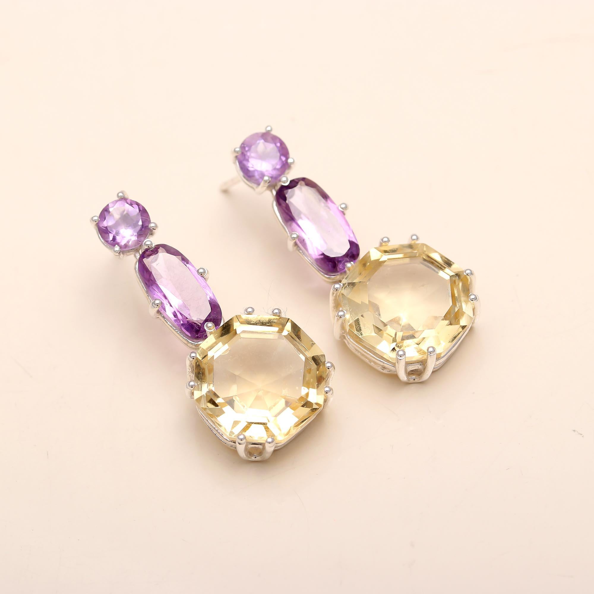 The Regal Harmony: Amethyst & Citrine Statement Earrings