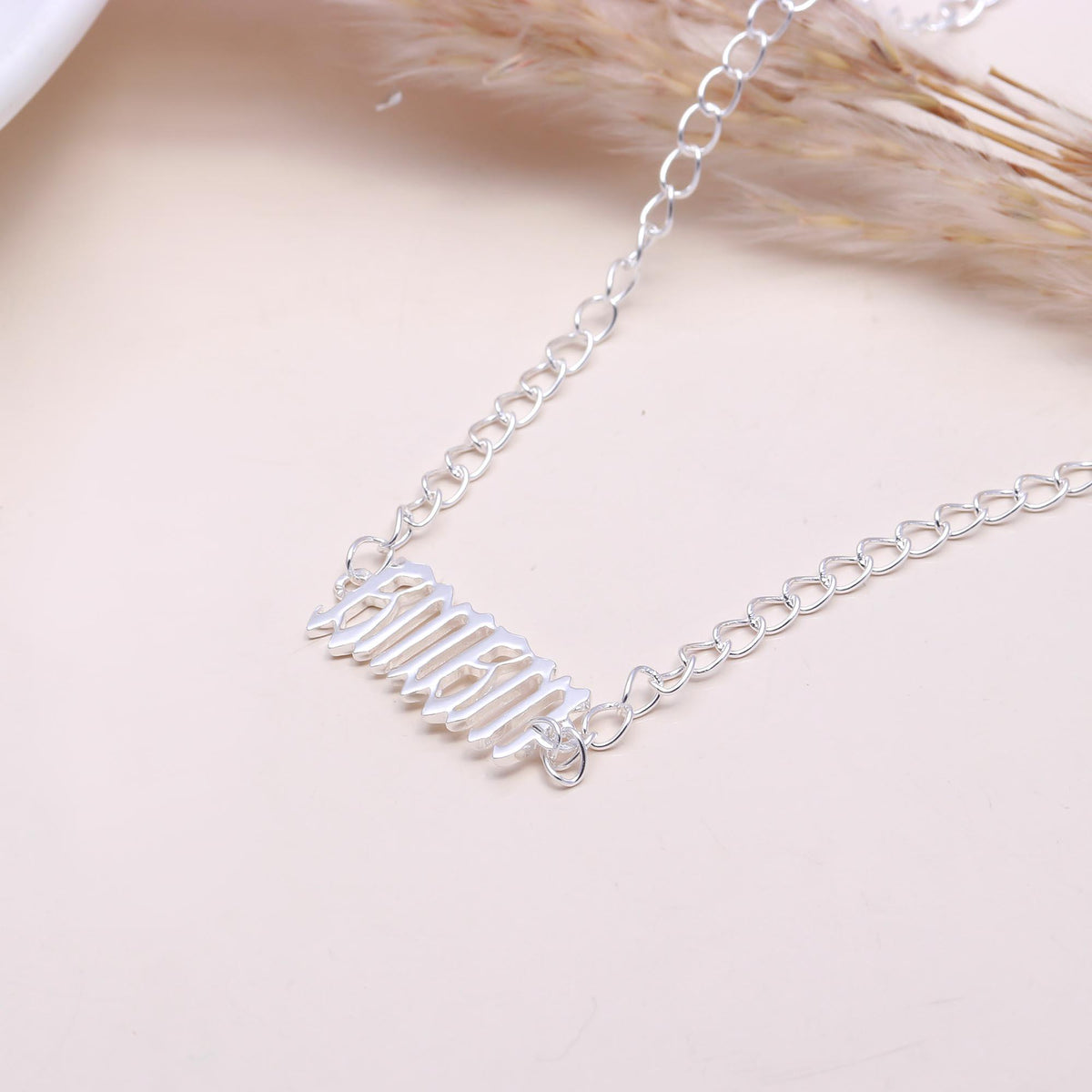 The Angel Script: English Gothic Silver Necklace