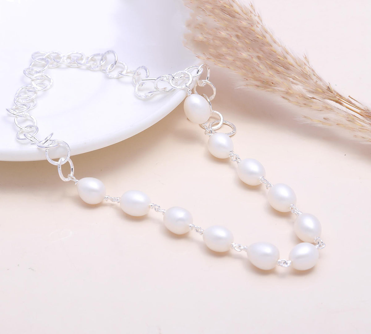 The Organic Pearl: Oval Pearl Link Chain Necklace