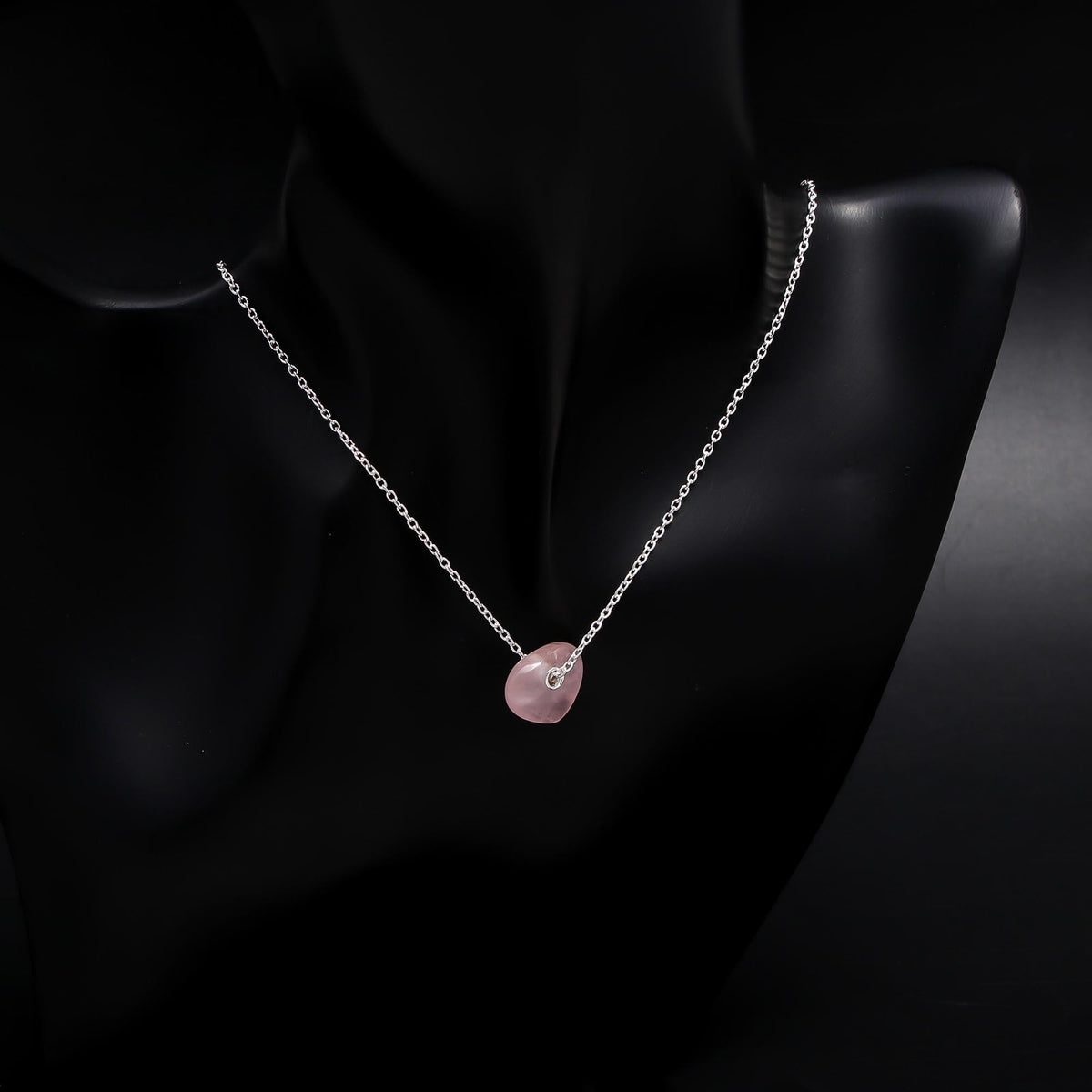 The Soft Love: Rose Quartz Puff Heart Pendant