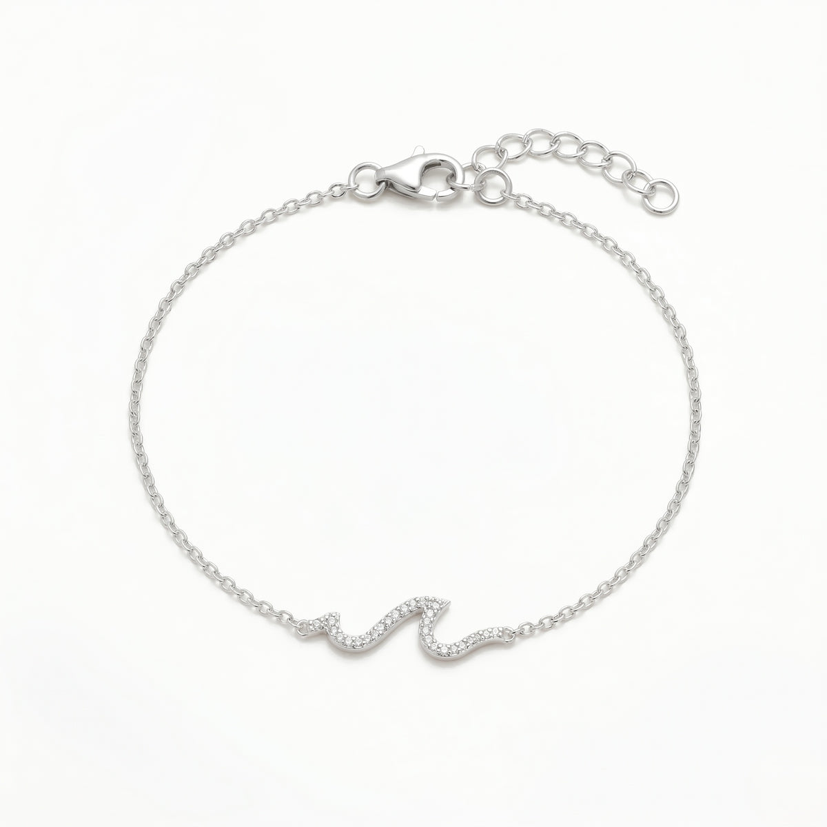 The Sparkling Wave: Pavé Crystal Snake Chain Bracelet