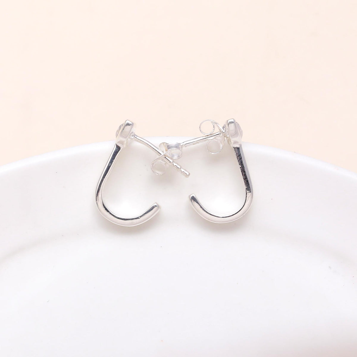 925 Sterling Silver Cz Huggie Earrings