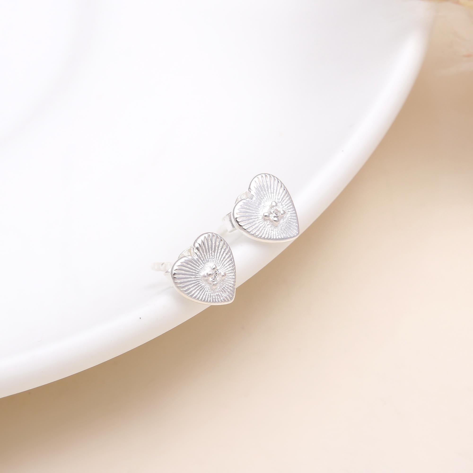 925 Sterling Silver Heart Stud Earrings