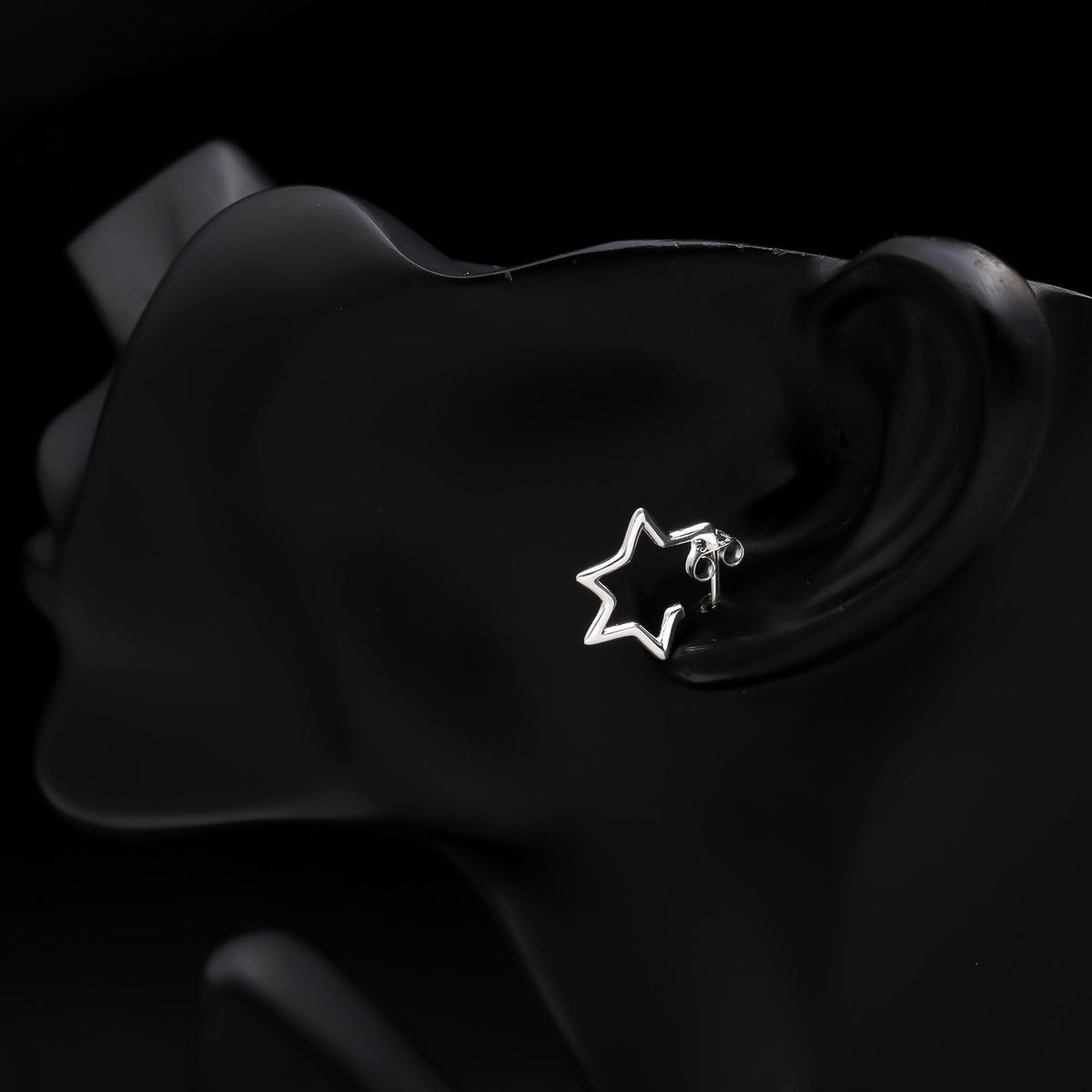 925 Sterling Silver Star Outline Stud Earrings