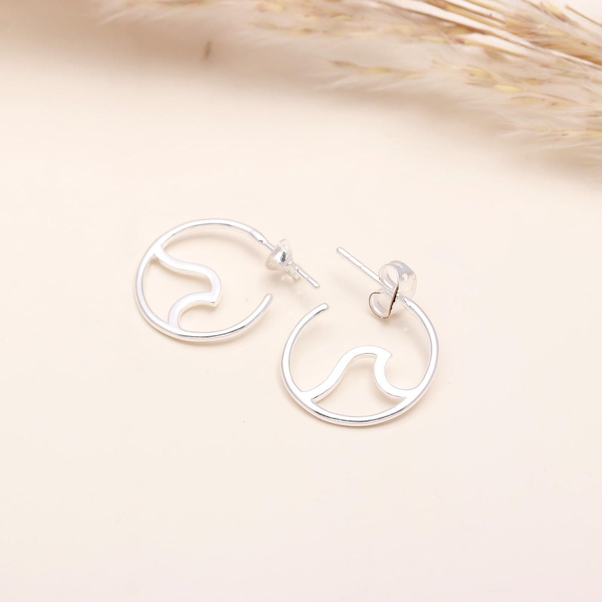 The Ocean Tide: Sterling Silver Wave Stud Earrings