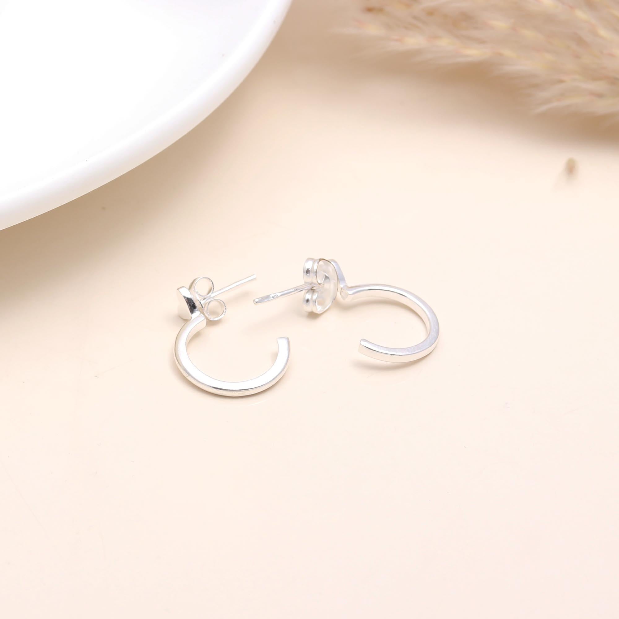 925 Sterling Silver Heart Hoop Stud Earring