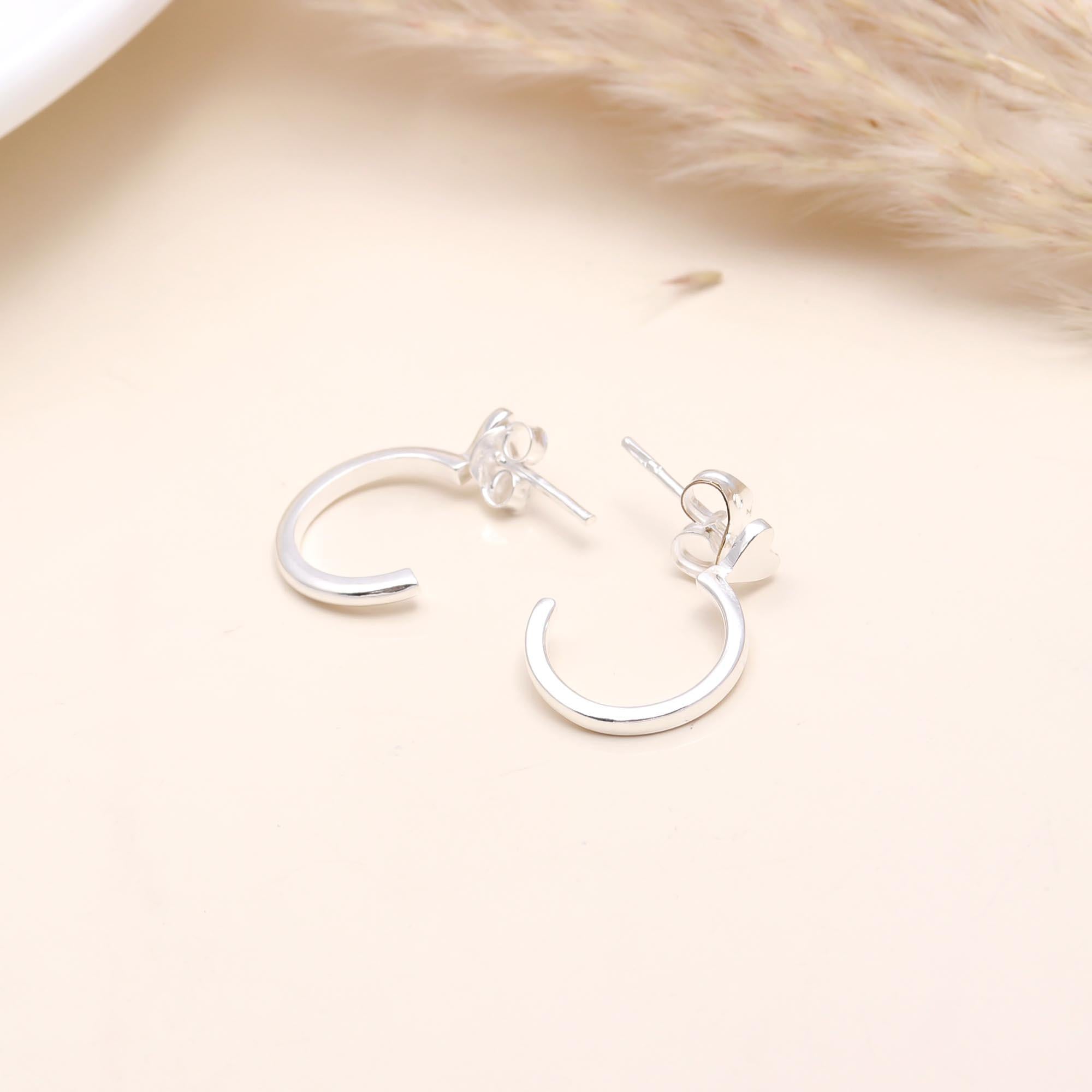 925 Sterling Silver Heart Hoop Stud Earring