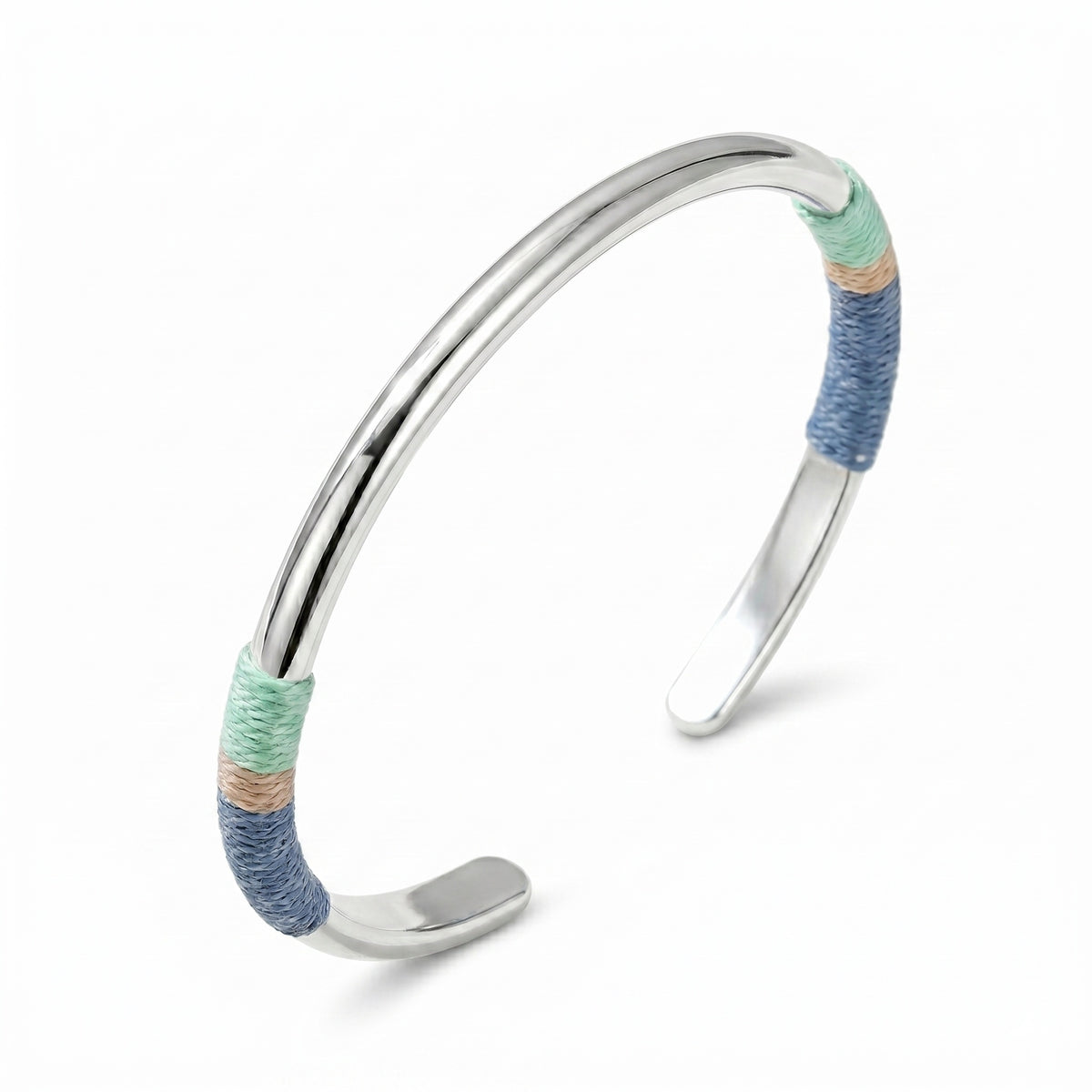 925 Sterling Silver Thread-Wrapped Cuff Bracelet