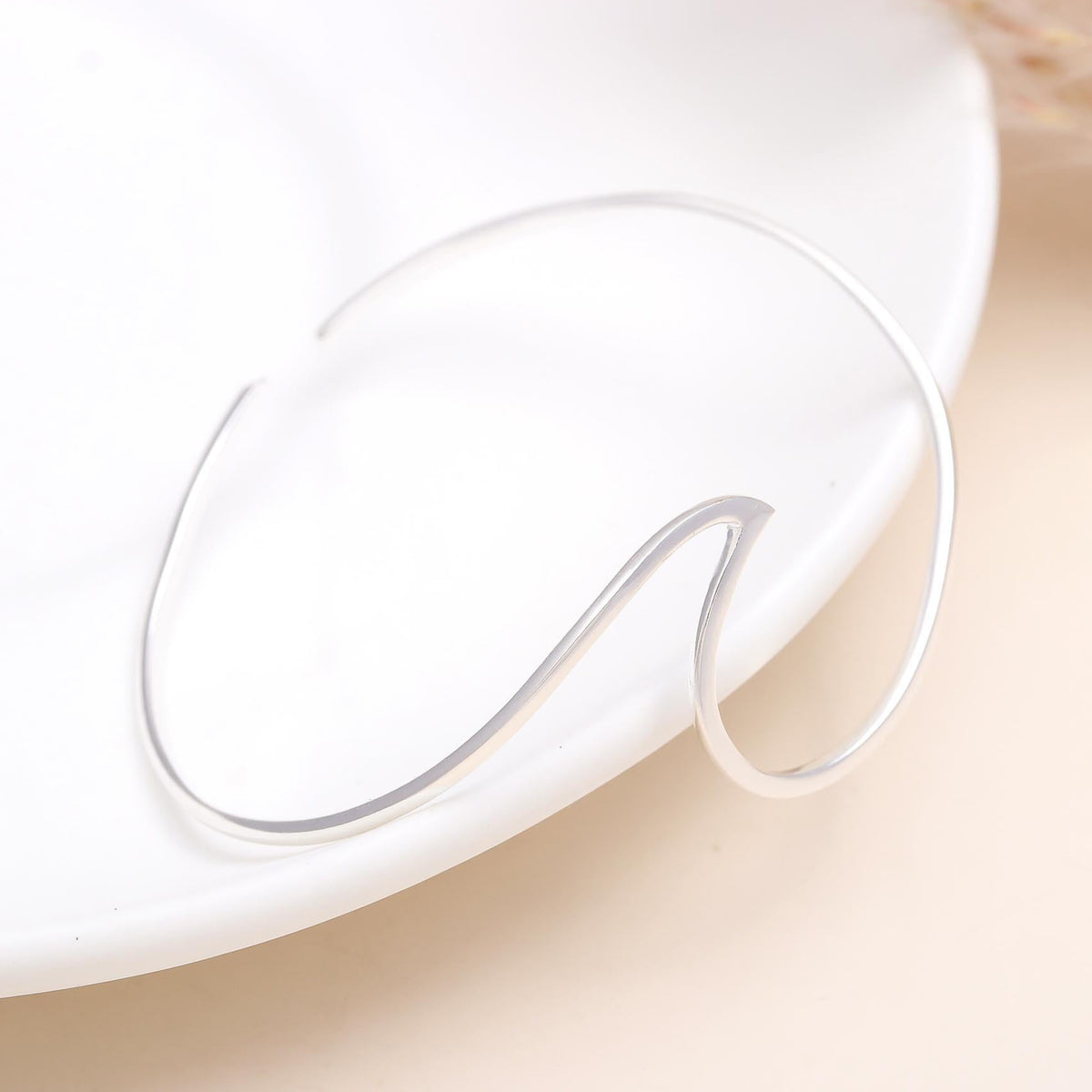 925 Sterling Silver Abstract Wave Cuff Bracelet