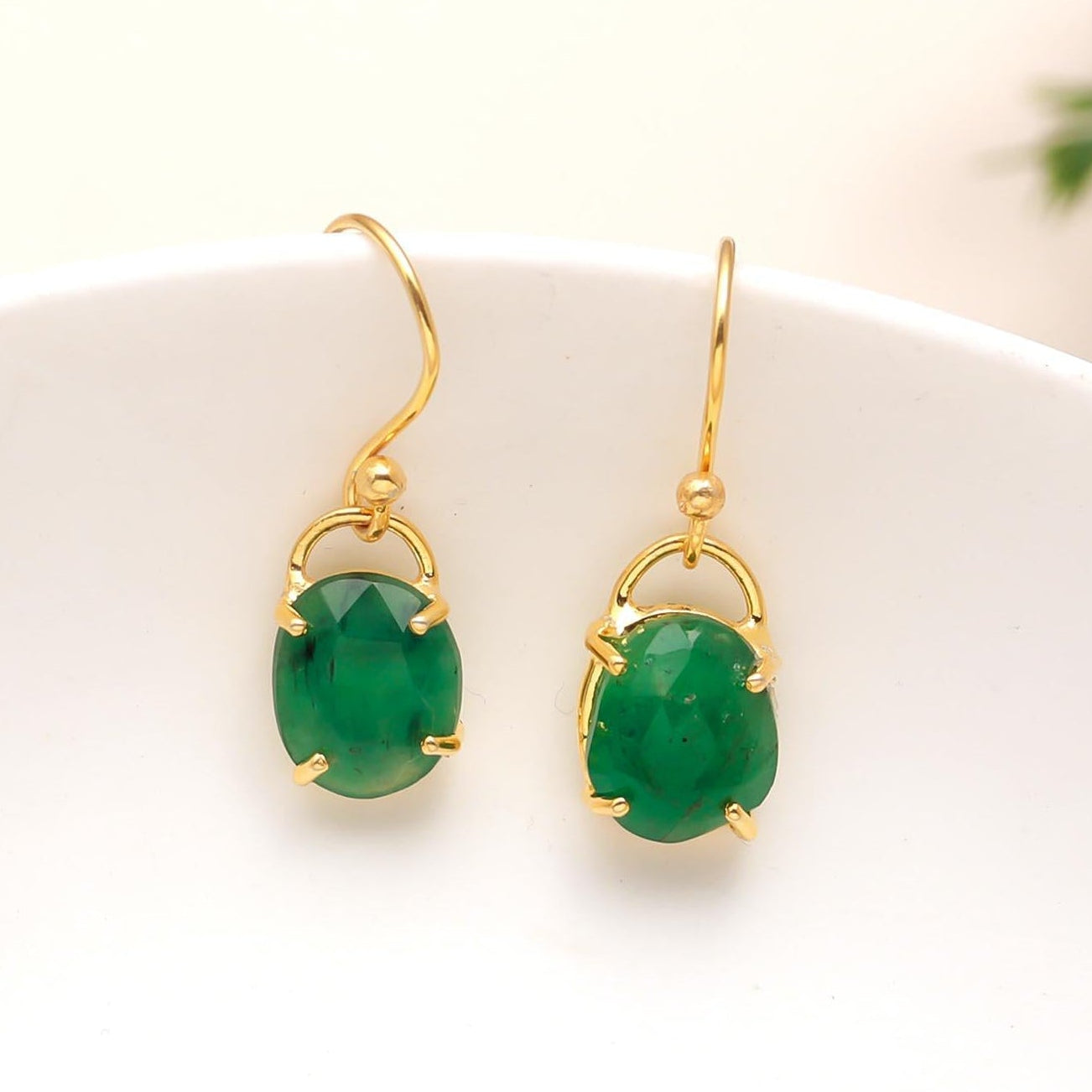 The Verdant Drop: Emerald Gold Drop Earrings