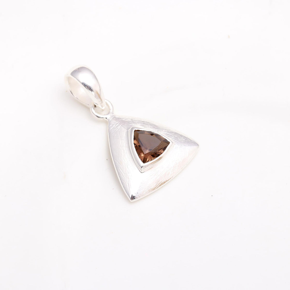 925 Sterling Silver Trillion Smoky Quartz Pendant