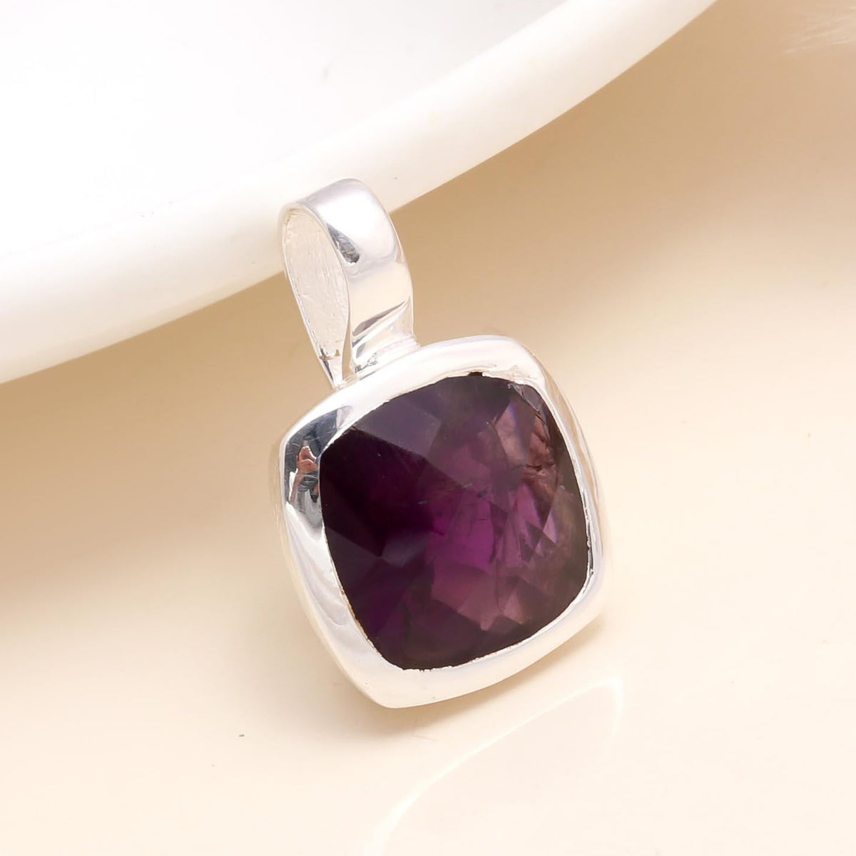 925 Sterling Silver Deep Purple Amethyst Pendant
