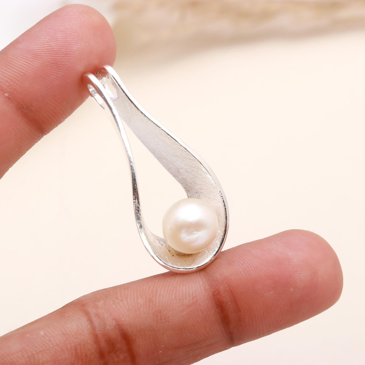 Sterling Silver Natural Freshwater Pearl Teardrop Pendant