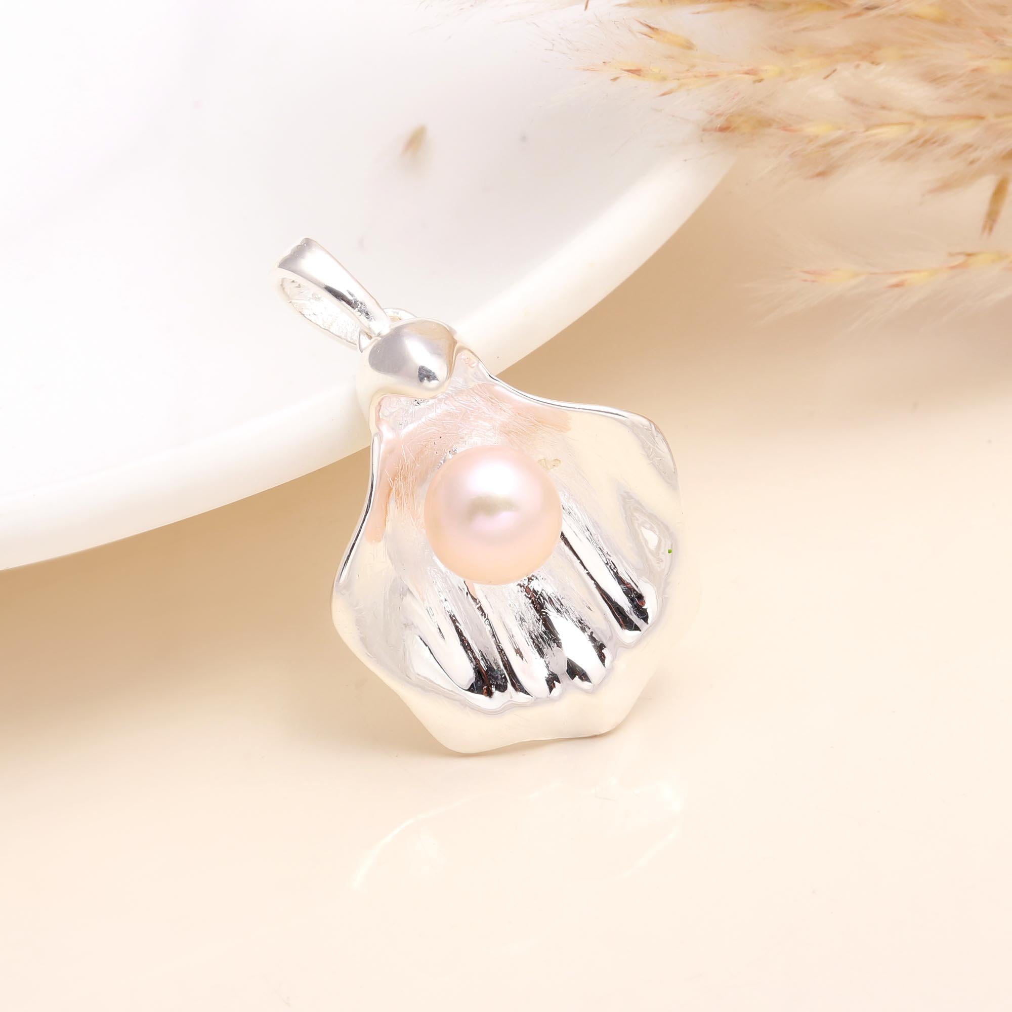 925 Sterling Silver Pink Pearl Shell Pendant