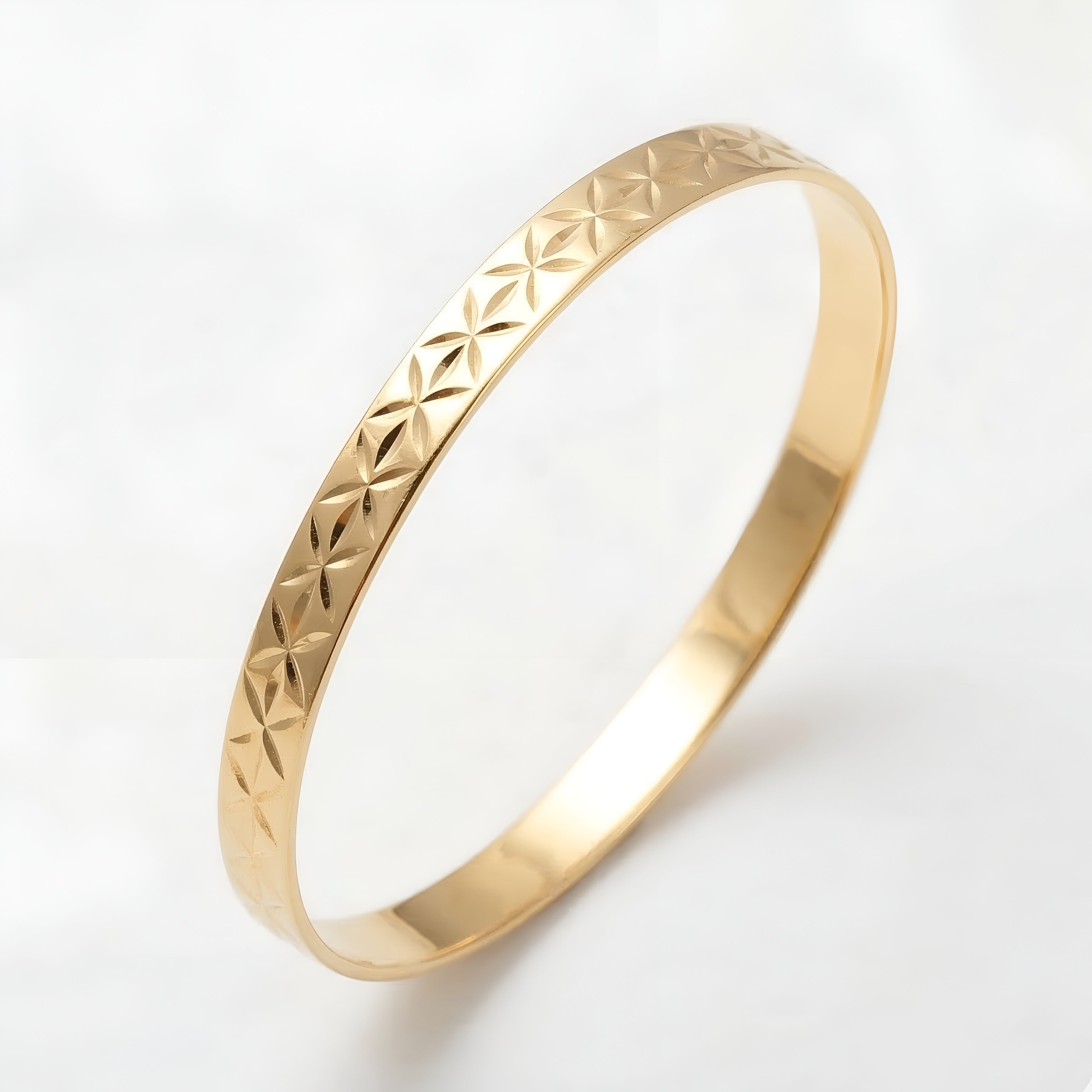 925 Silver Textured Bangle Bracelet