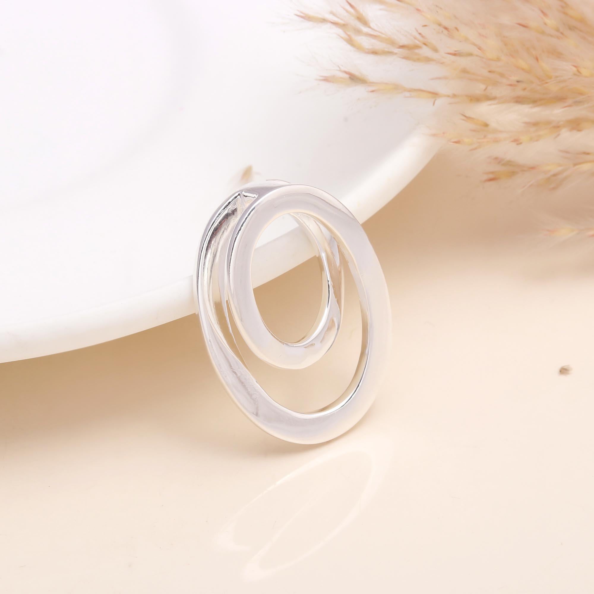 925 Sterling Silver Asymmetrical Double Loop Pendant