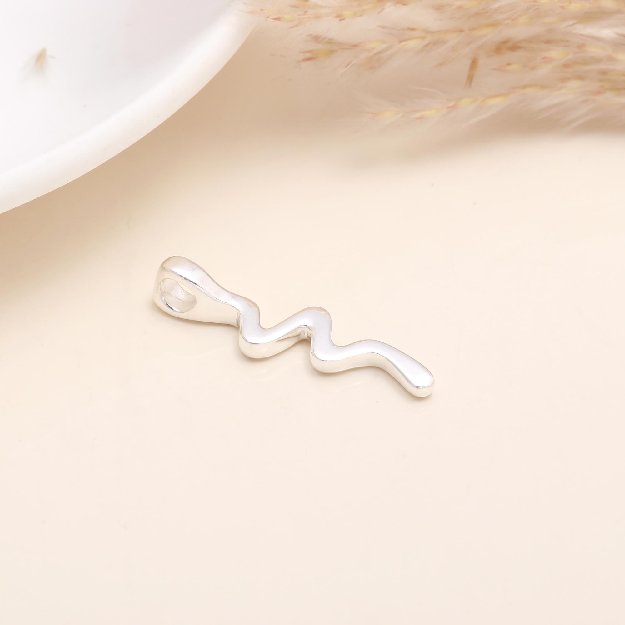 The Silver Current: Abstract Sterling Silver Wave Pendant