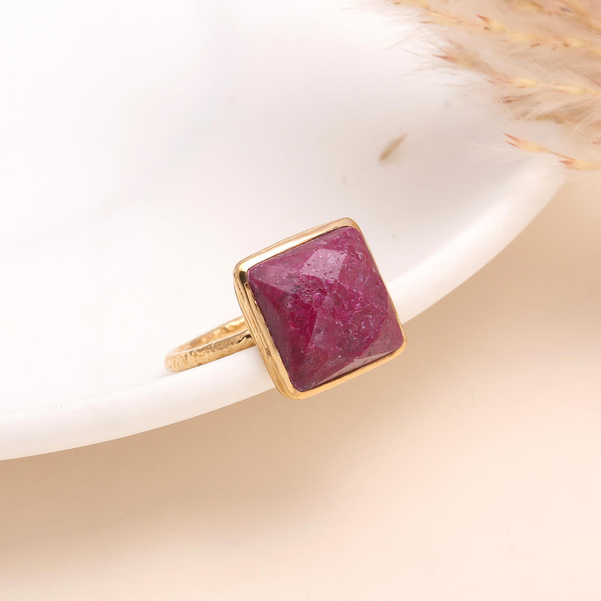 The Rustic Pyramid: Gold Sugarloaf Ruby Ring
