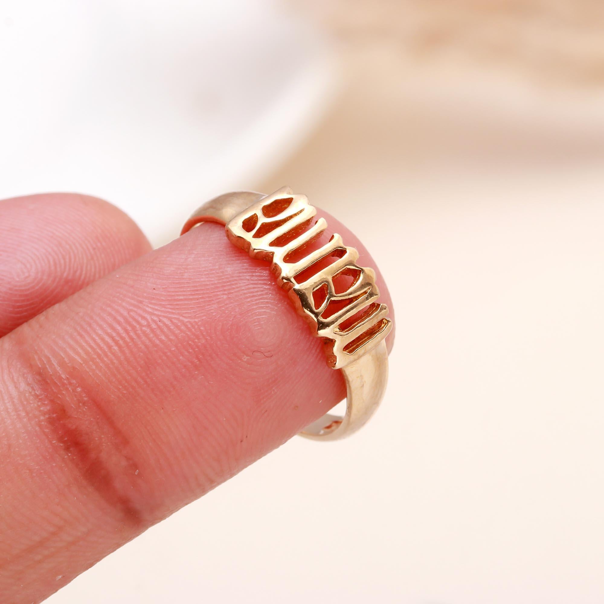 The Gothic Script: Old English Font Statement Ring