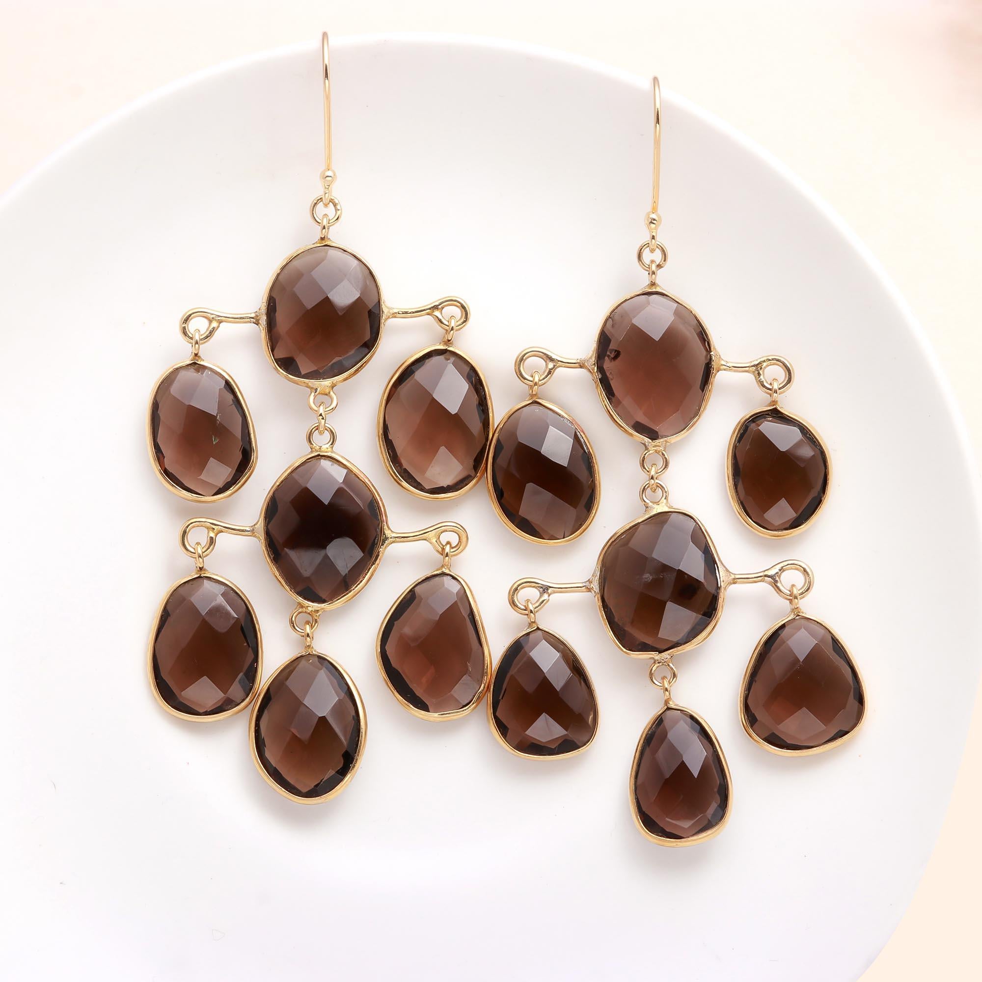 The Smoky Chandelier: Quartz Statement Earrings