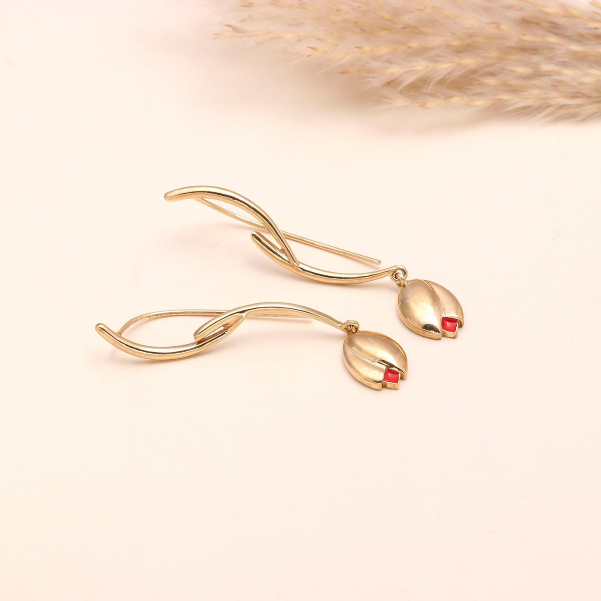 The Golden Tulip: Sculptural Flower Earrings