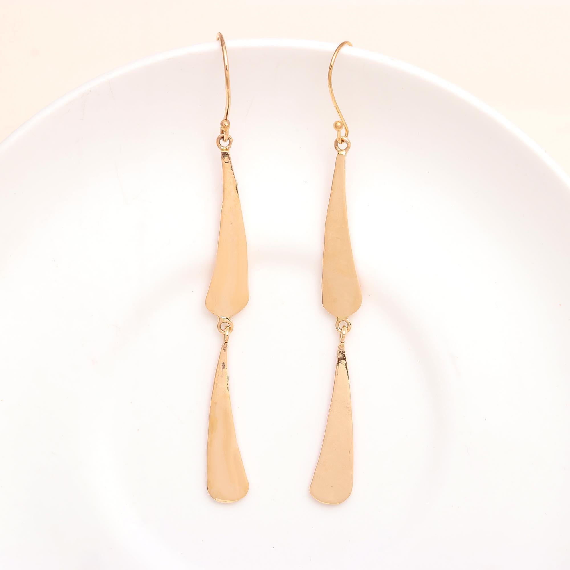 The Fluid Gold: Articulated Linear Drop Earrings