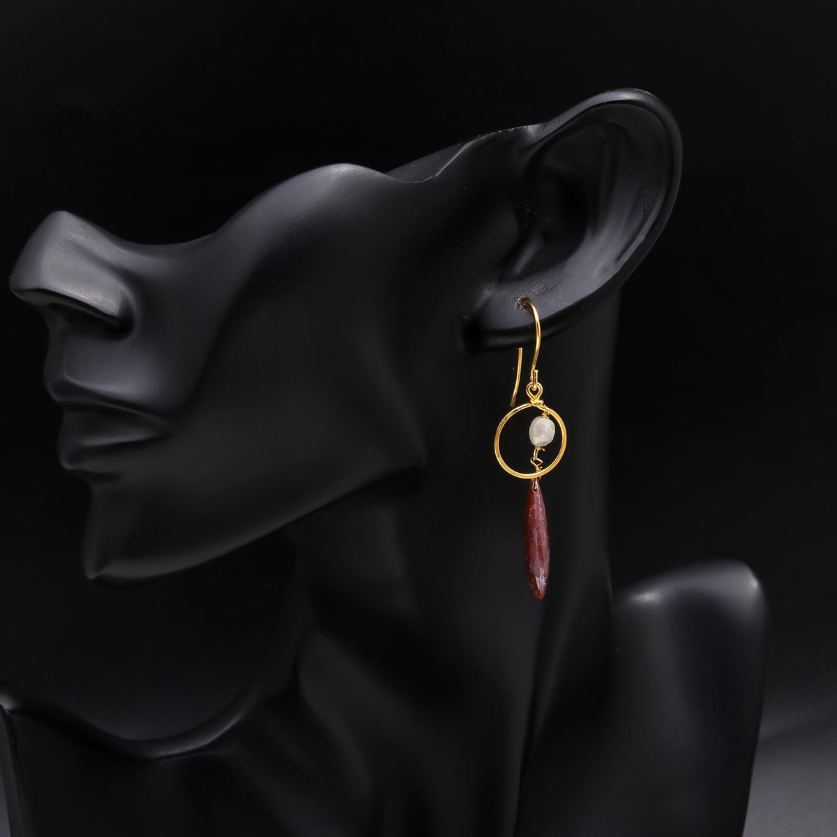The Earthy Halo: Strawberry Quartz Hoop Earrings