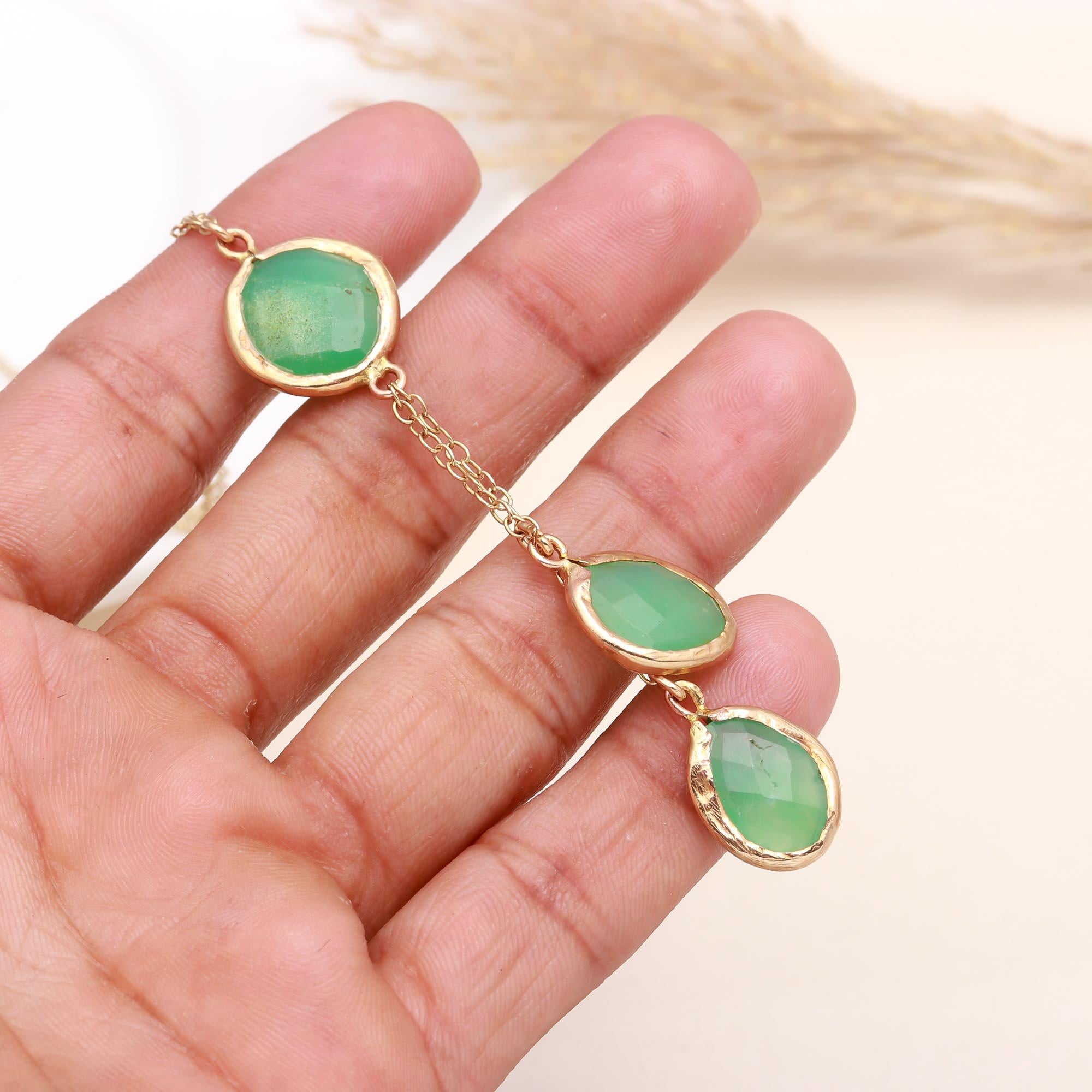 The Verdant Drop: Green Onyx Y-Necklace