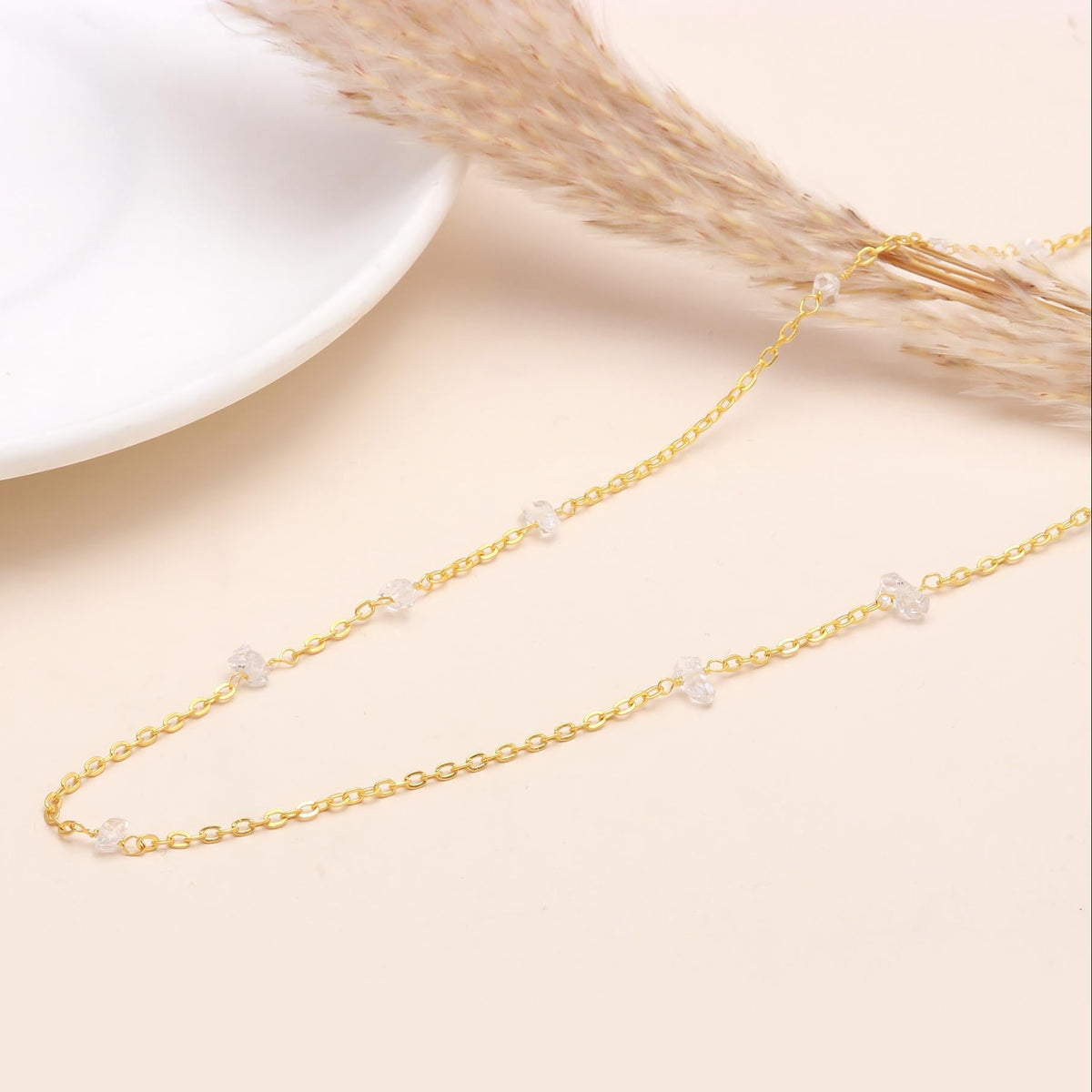 The Ethereal Strand: Herkimer Diamond Chain Necklace
